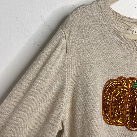 Crewcuts Girls Sequin Pumpkin Teddie Sweater - Picture 5 of 12
